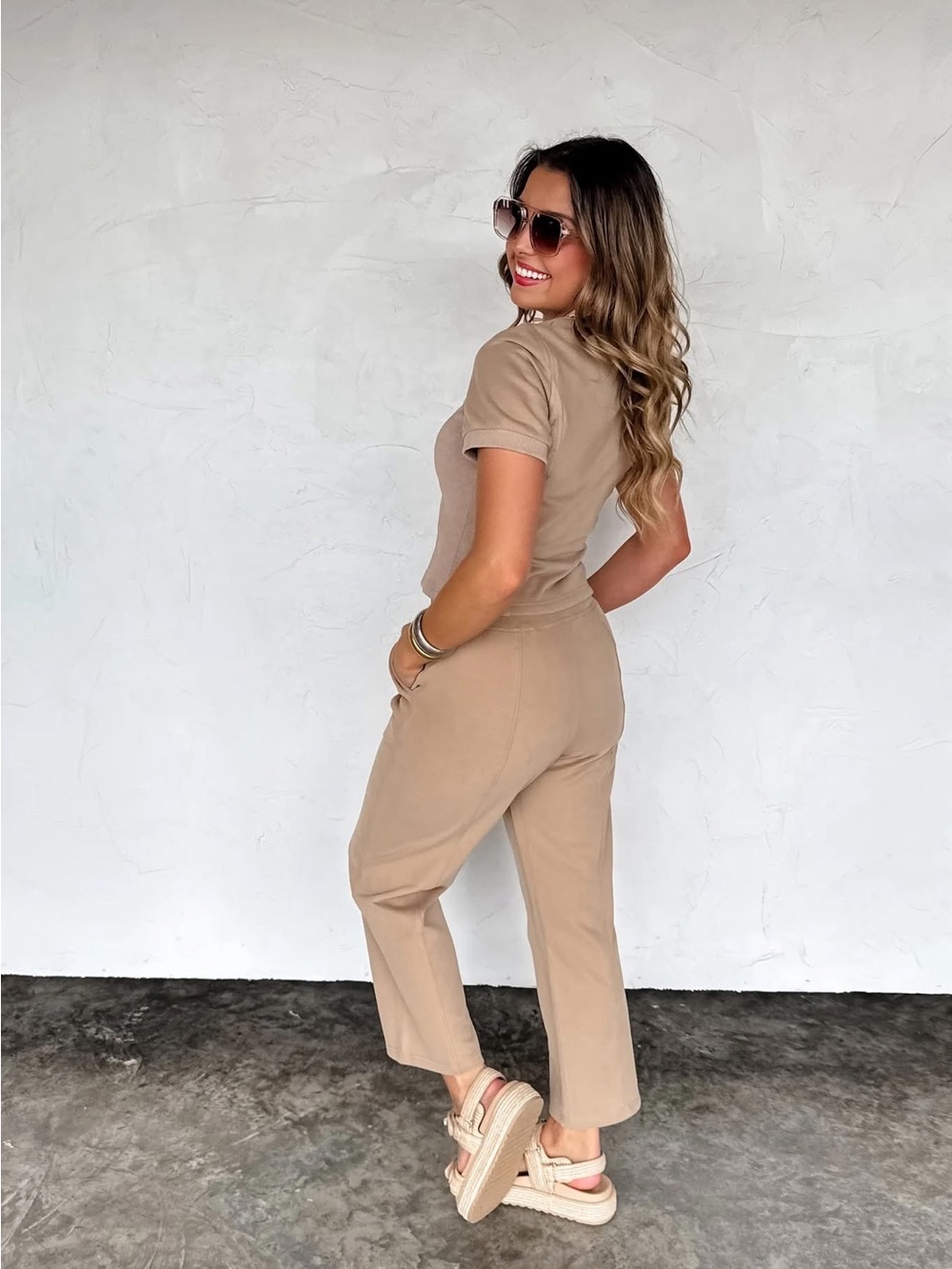 Women's Beige Casual Matching Set
